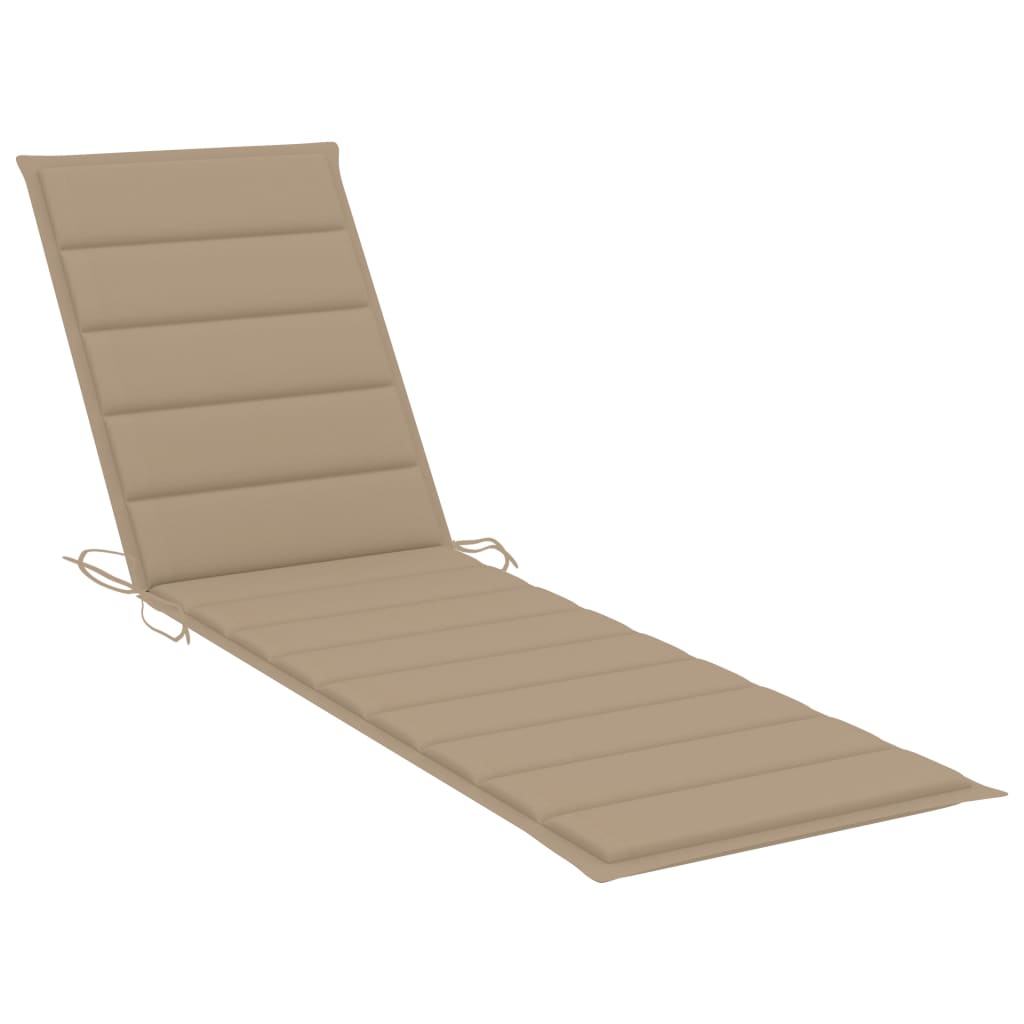 Sun Lounger With Cushion Solid Teak Wood