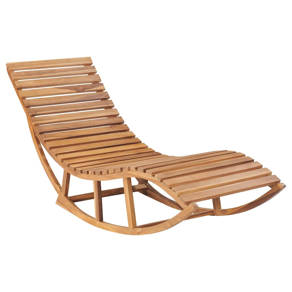 Rocking Sun Lounger With Cushion Solid Teak Wood