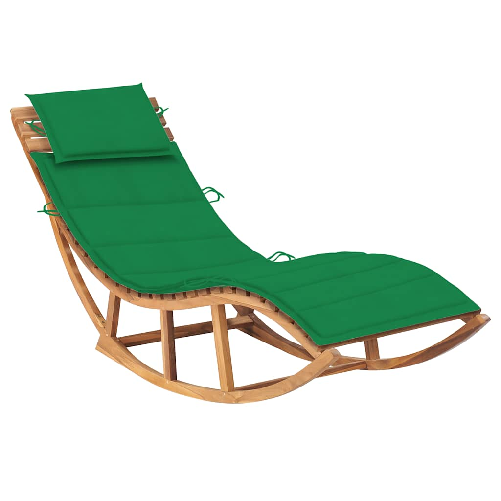 Rocking Sun Lounger With Cushion Solid Teak Wood