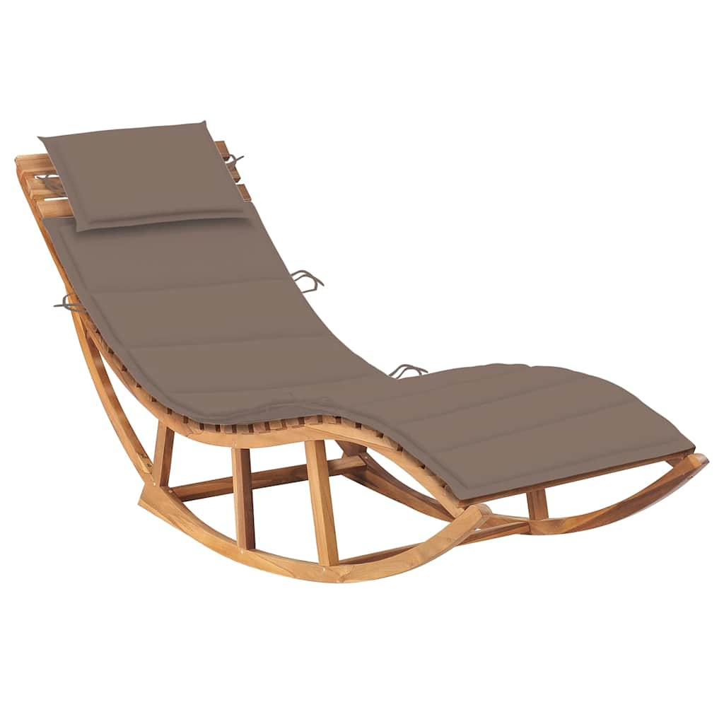 Rocking Sun Lounger With Cushion Solid Teak Wood