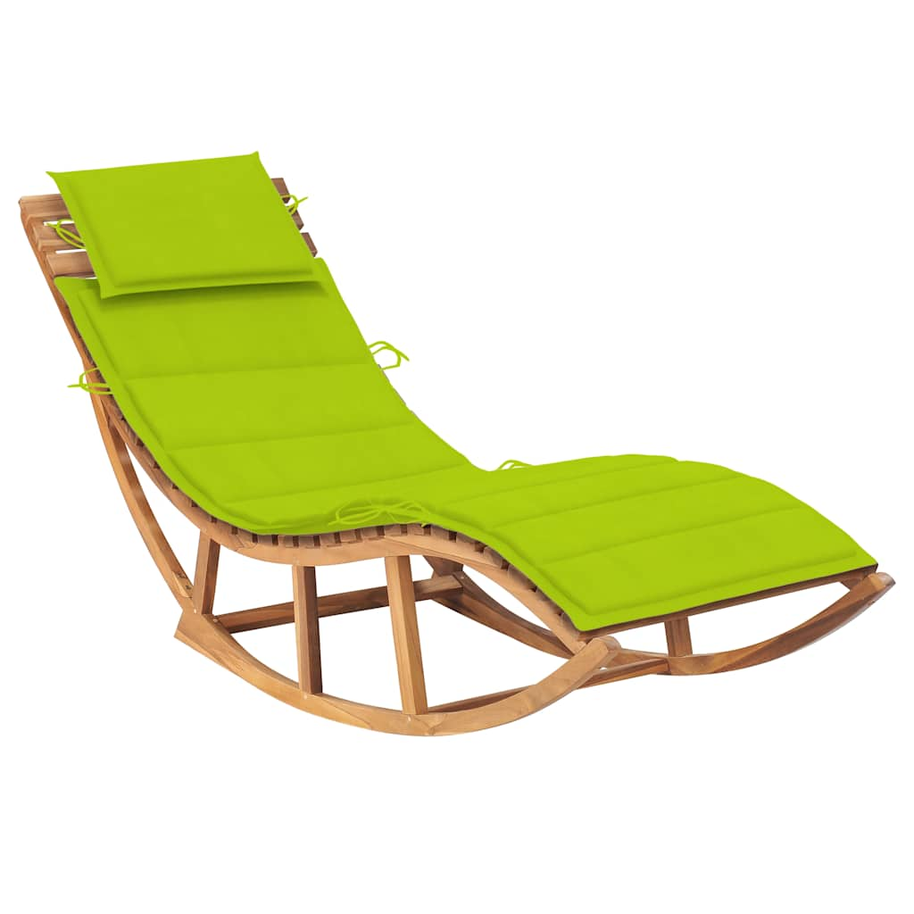 Rocking Sun Lounger With Cushion Solid Teak Wood