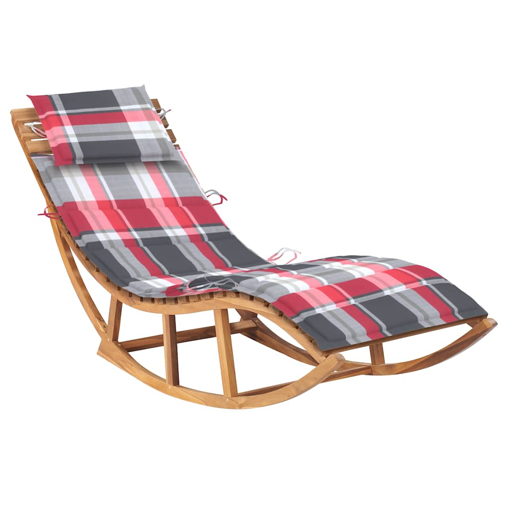 Rocking Sun Lounger With Cushion Solid Teak Wood