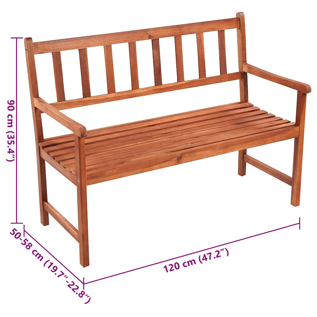 Patio Bench With Cushion 47.2&quot; Solid Acacia Wood