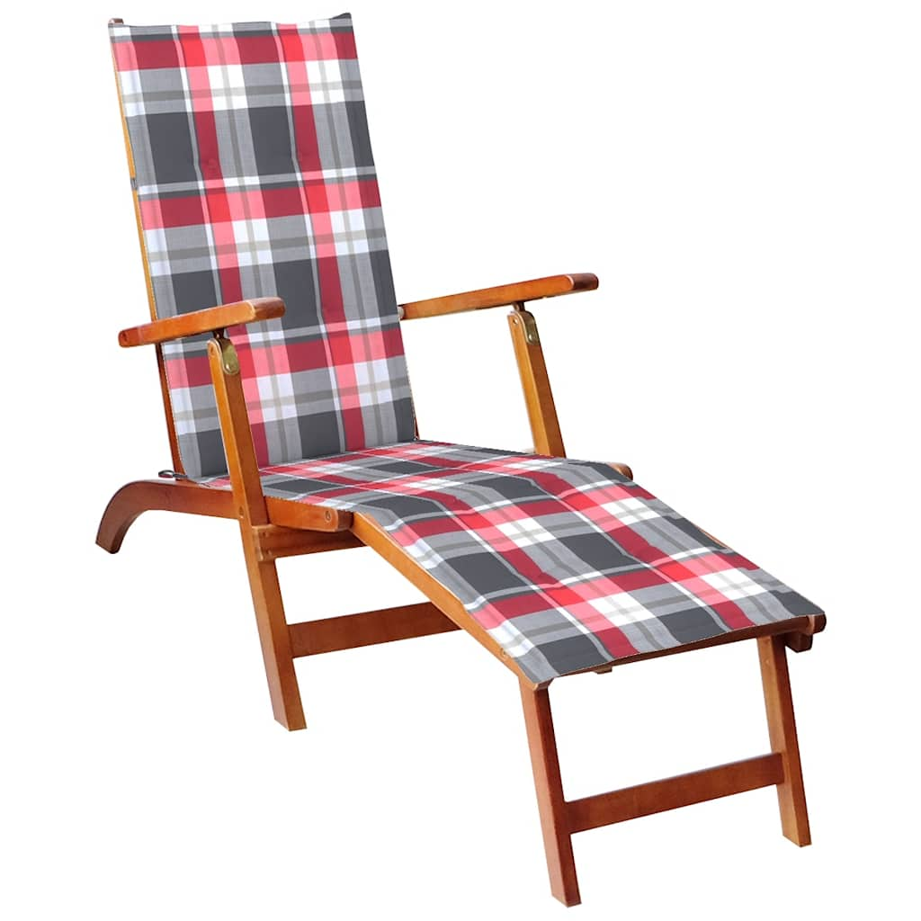 Patio Deck Chair With Footrest And Cushion Solid Wood Acacia