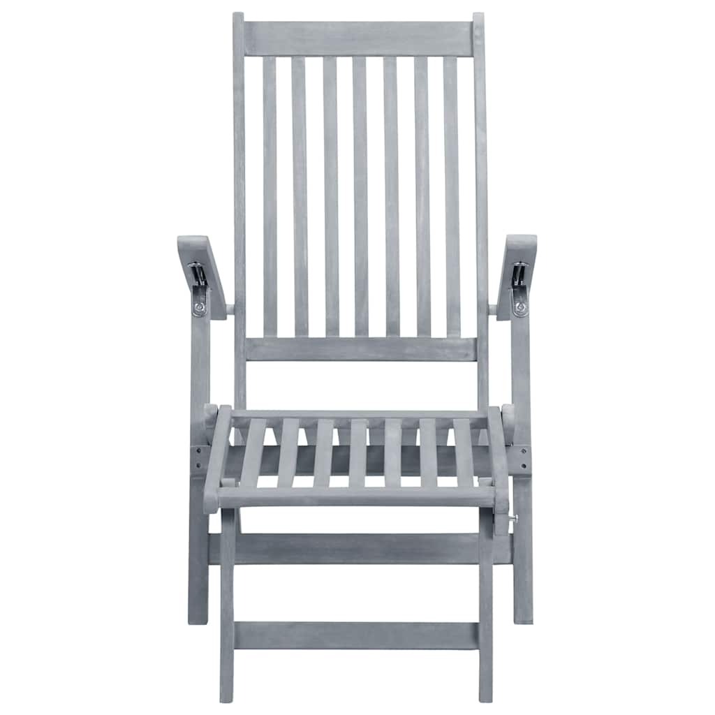 Patio Deck Chair With Footrest And Cushion Solid Wood Acacia