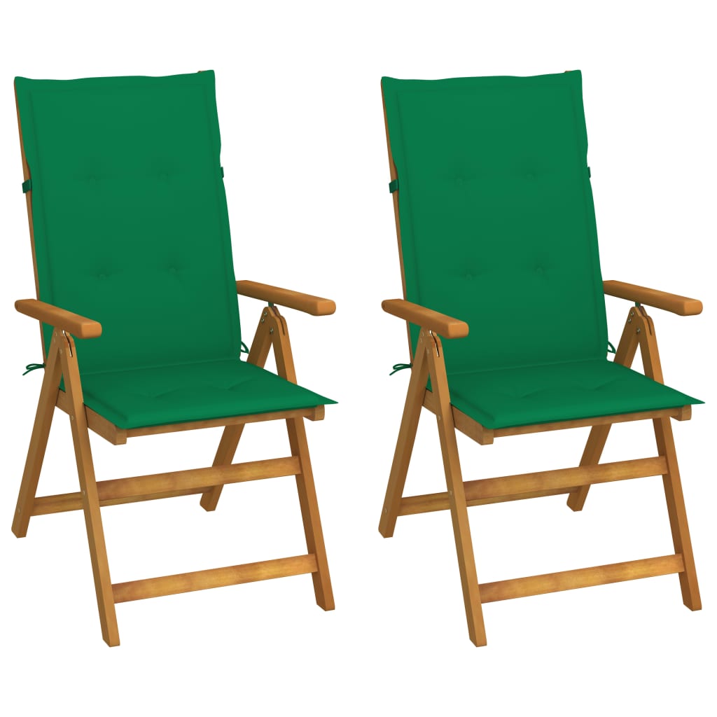 Folding Patio Chairs 3 Pcs With Cushions Solid Acacia Wood