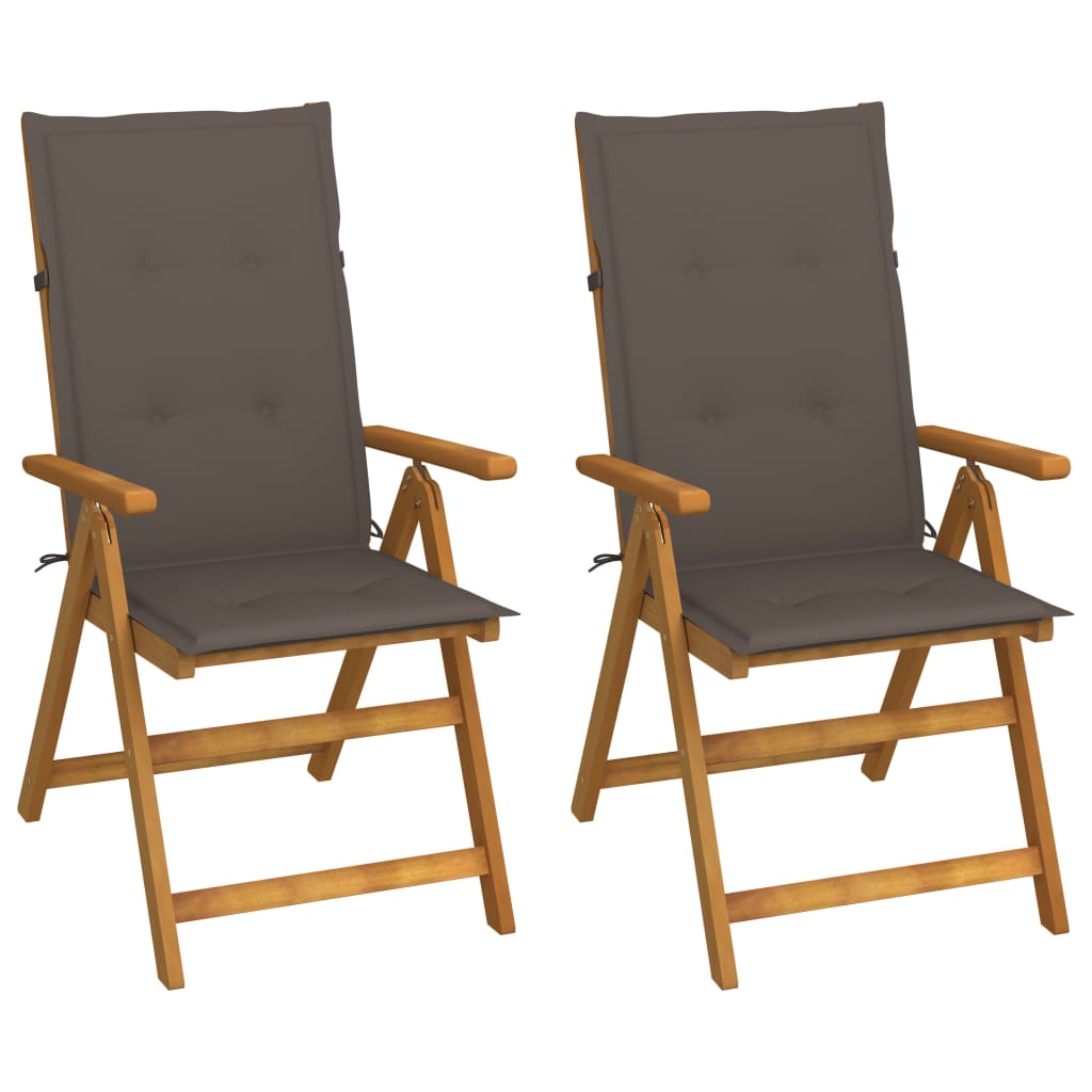 Folding Patio Chairs 3 Pcs With Cushions Solid Acacia Wood