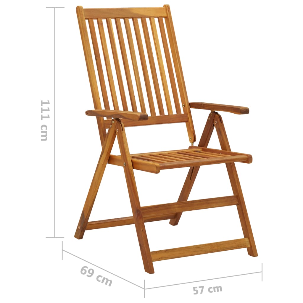 Folding Patio Chairs 3 Pcs With Cushions Solid Acacia Wood