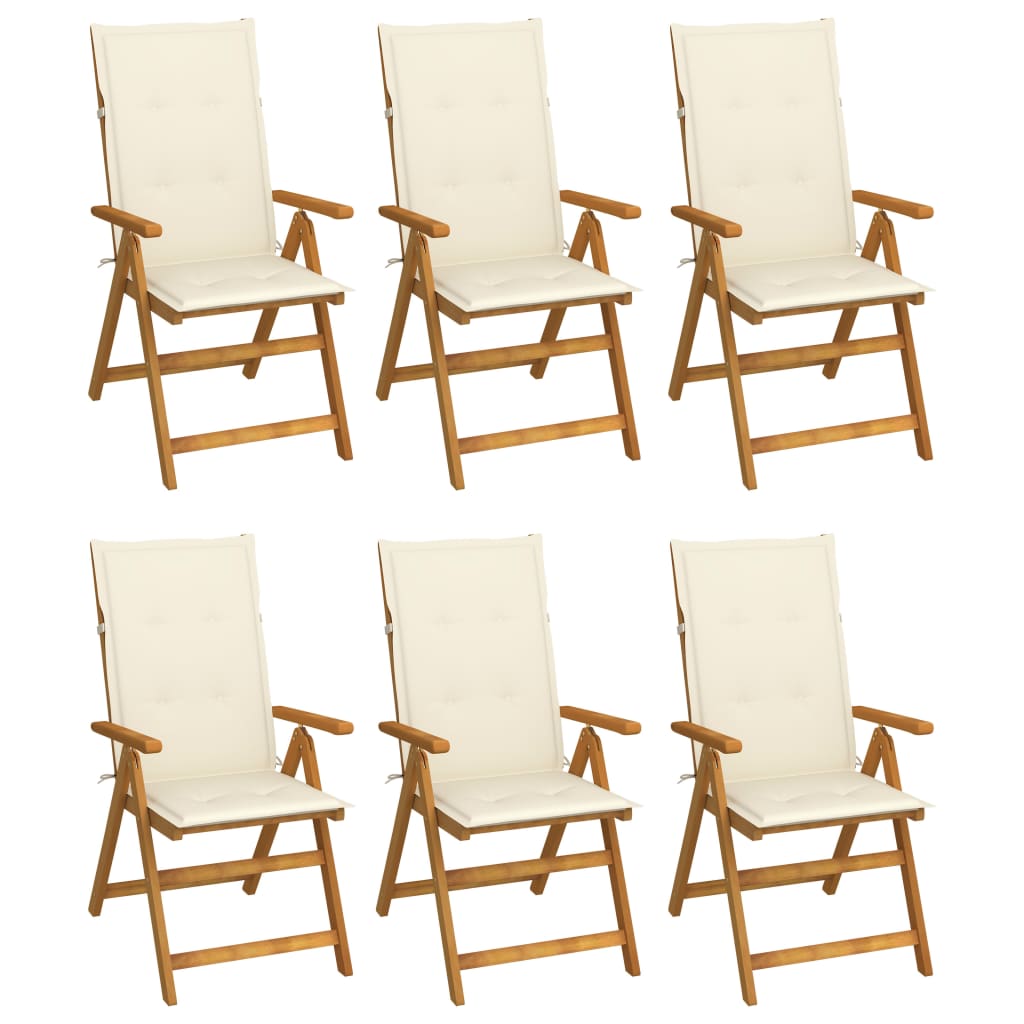 Folding Patio Chairs 3 Pcs With Cushions Solid Acacia Wood