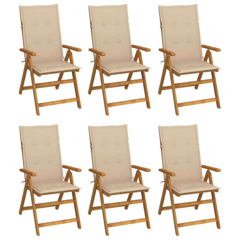 Folding Patio Chairs 3 Pcs With Cushions Solid Acacia Wood