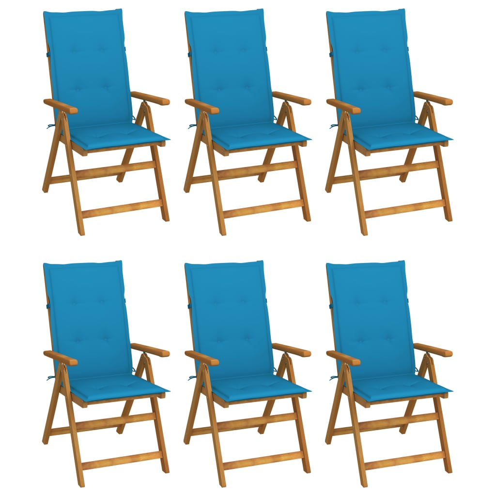 Folding Patio Chairs 3 Pcs With Cushions Solid Acacia Wood