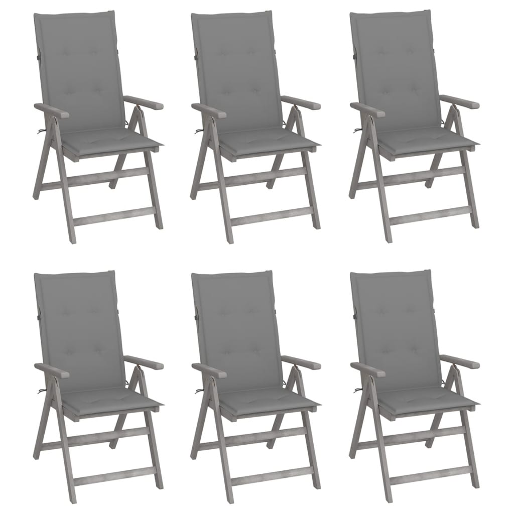 Patio Reclining Chairs 3 Pcs With Cushions Solid Acacia Wood