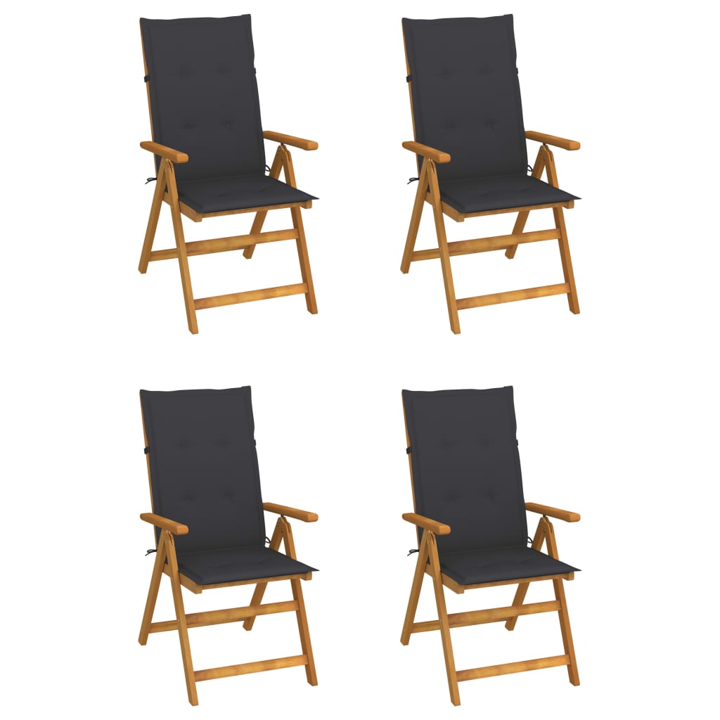 Folding Patio Chairs 3 Pcs With Cushions Solid Acacia Wood