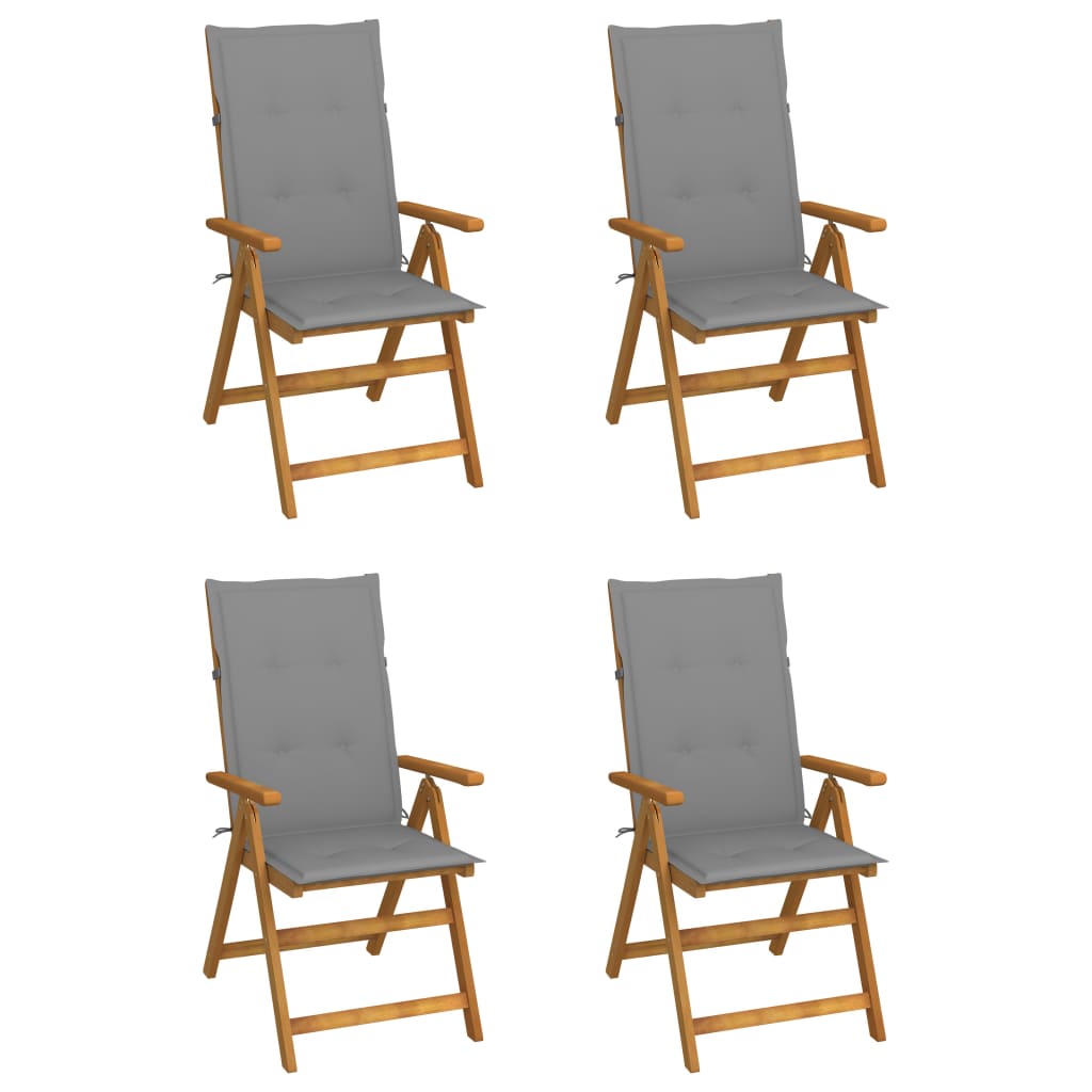 Folding Patio Chairs 3 Pcs With Cushions Solid Acacia Wood