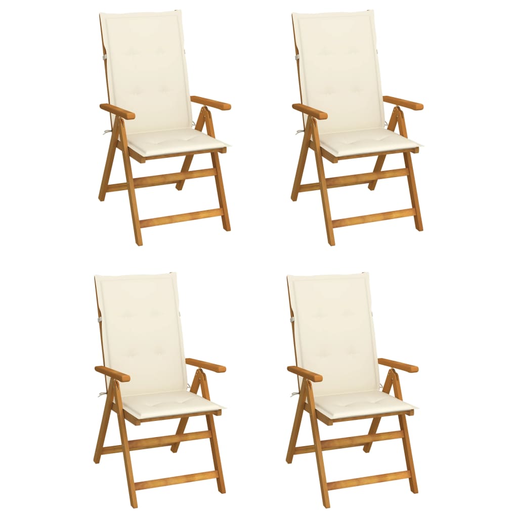 Folding Patio Chairs 3 Pcs With Cushions Solid Acacia Wood