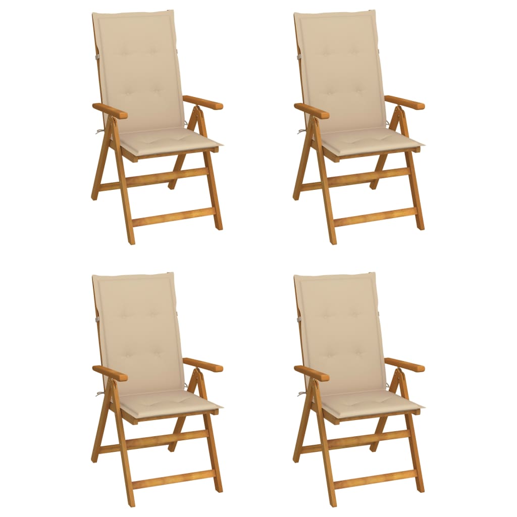 Folding Patio Chairs 3 Pcs With Cushions Solid Acacia Wood