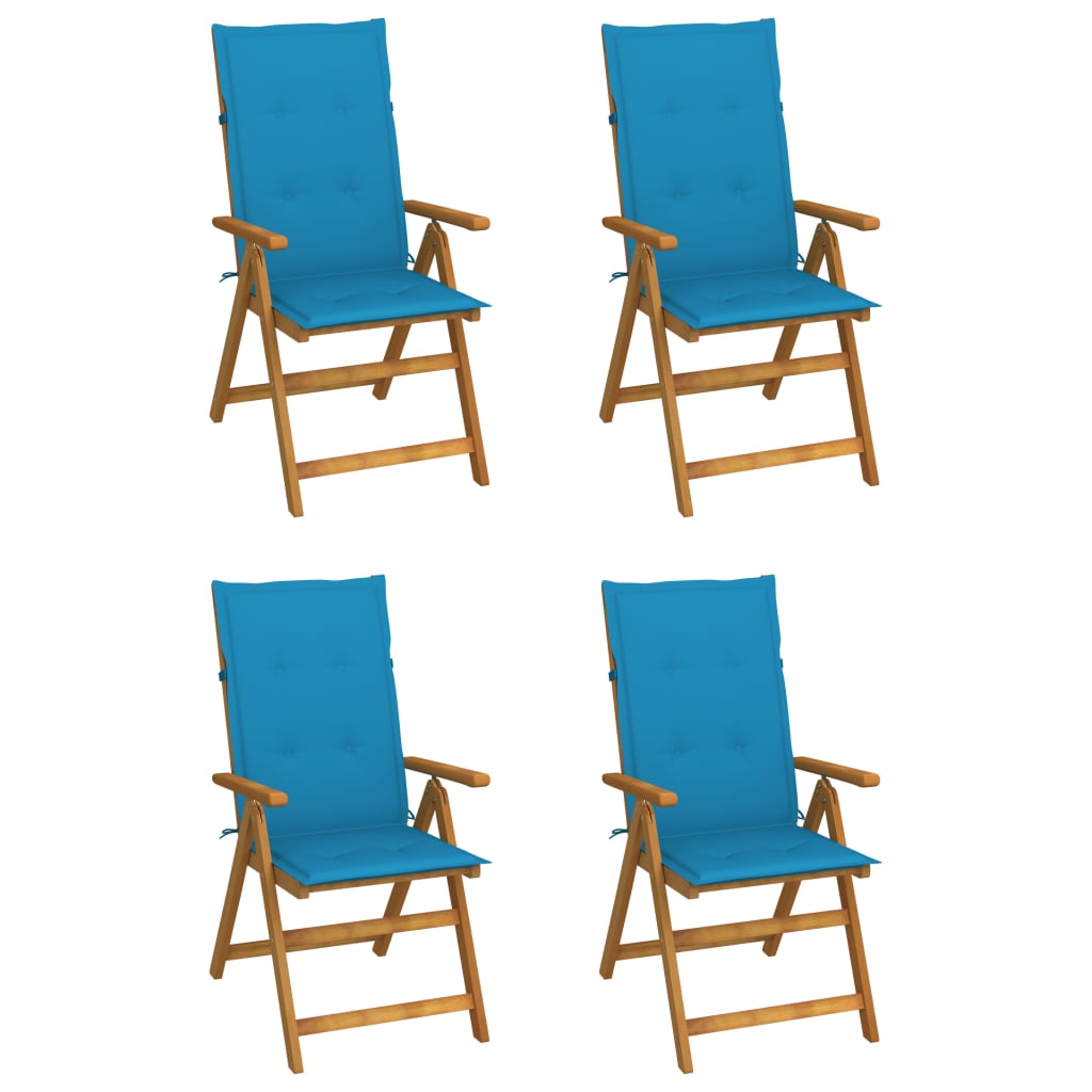 Folding Patio Chairs 3 Pcs With Cushions Solid Acacia Wood