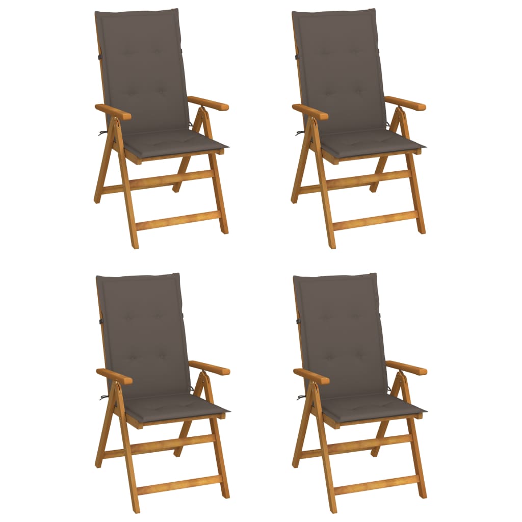 Folding Patio Chairs 3 Pcs With Cushions Solid Acacia Wood