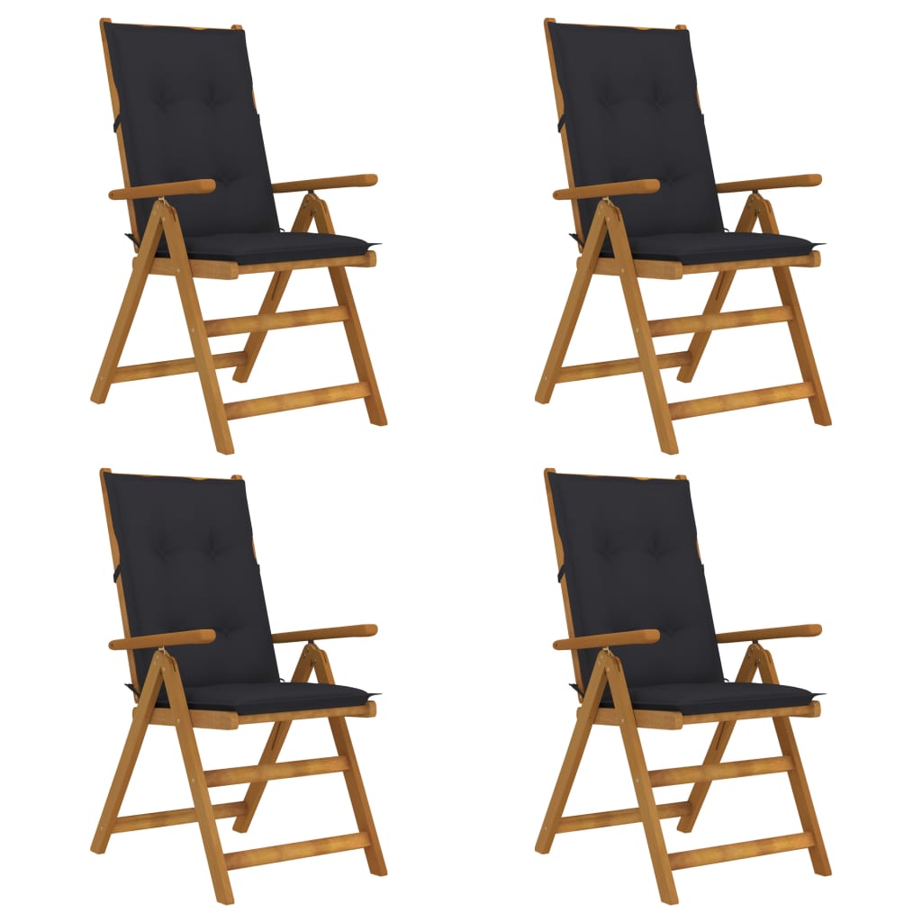 Folding Patio Chairs 3 Pcs With Cushions Solid Acacia Wood