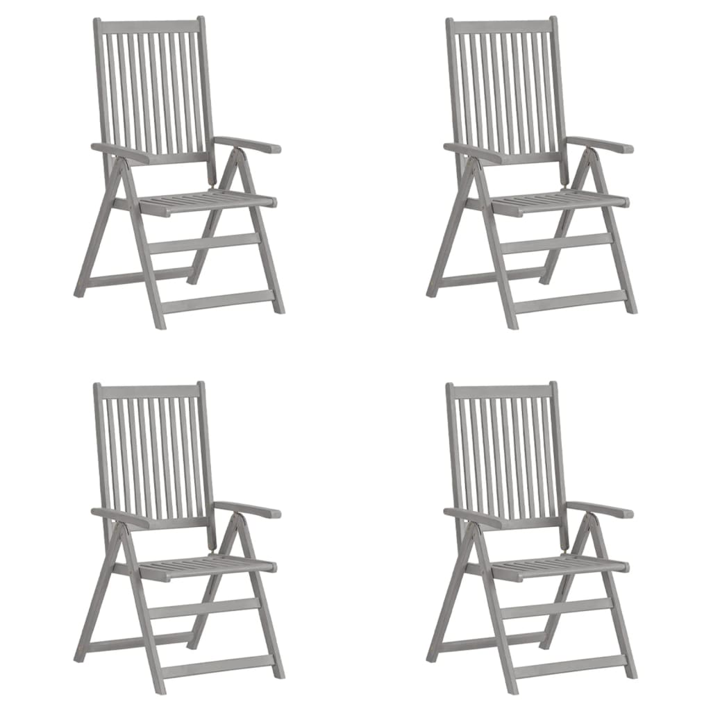 Patio Reclining Chairs 2 Pcs Gray Solid Acacia Wood