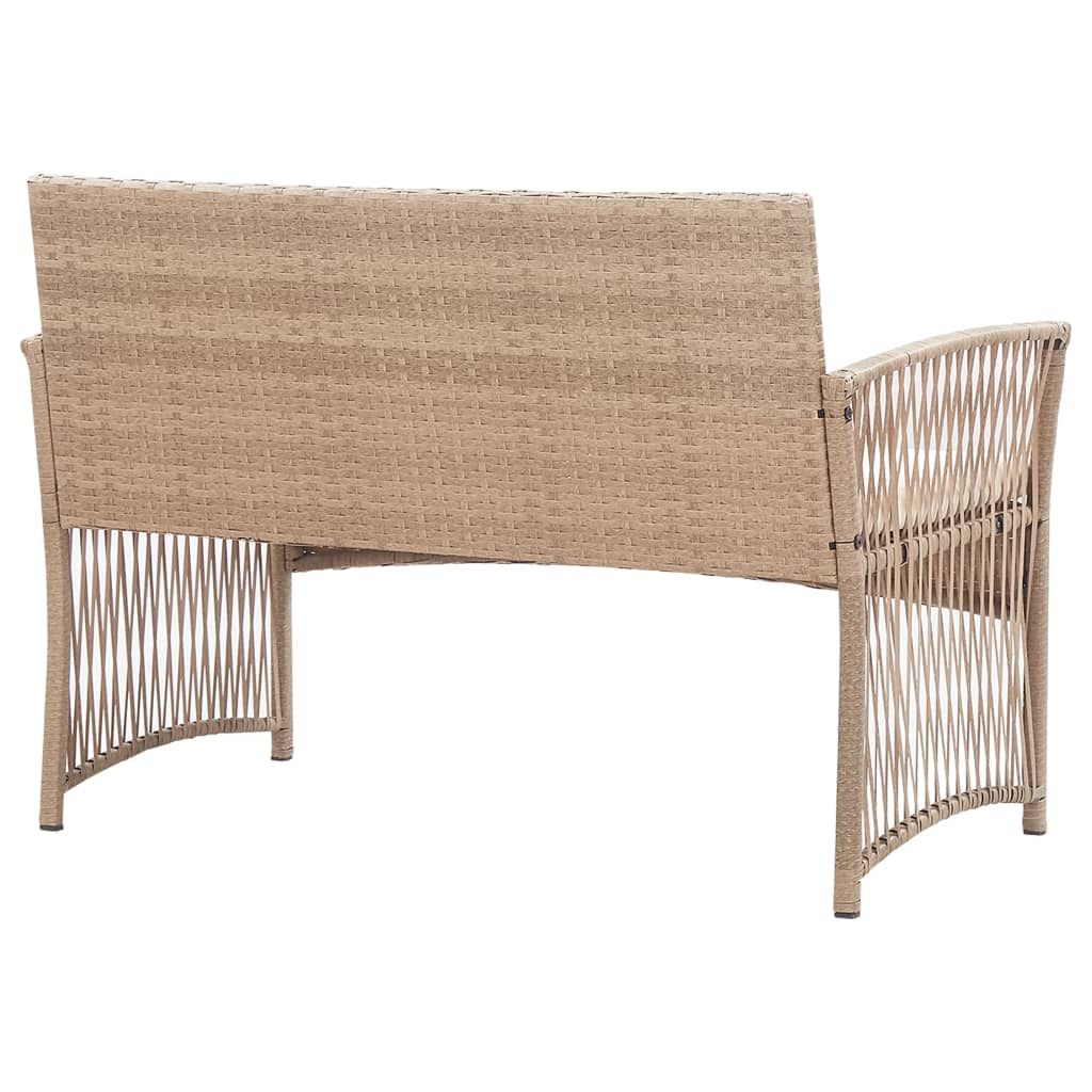 4 Piece Patio Lounge Set With Cushions Poly Rattan Beige