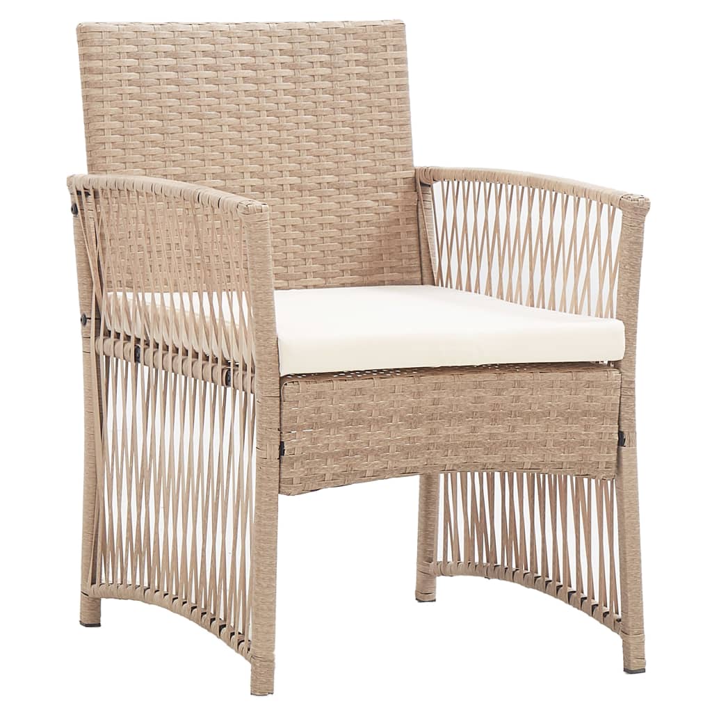 4 Piece Patio Lounge Set With Cushions Poly Rattan Beige