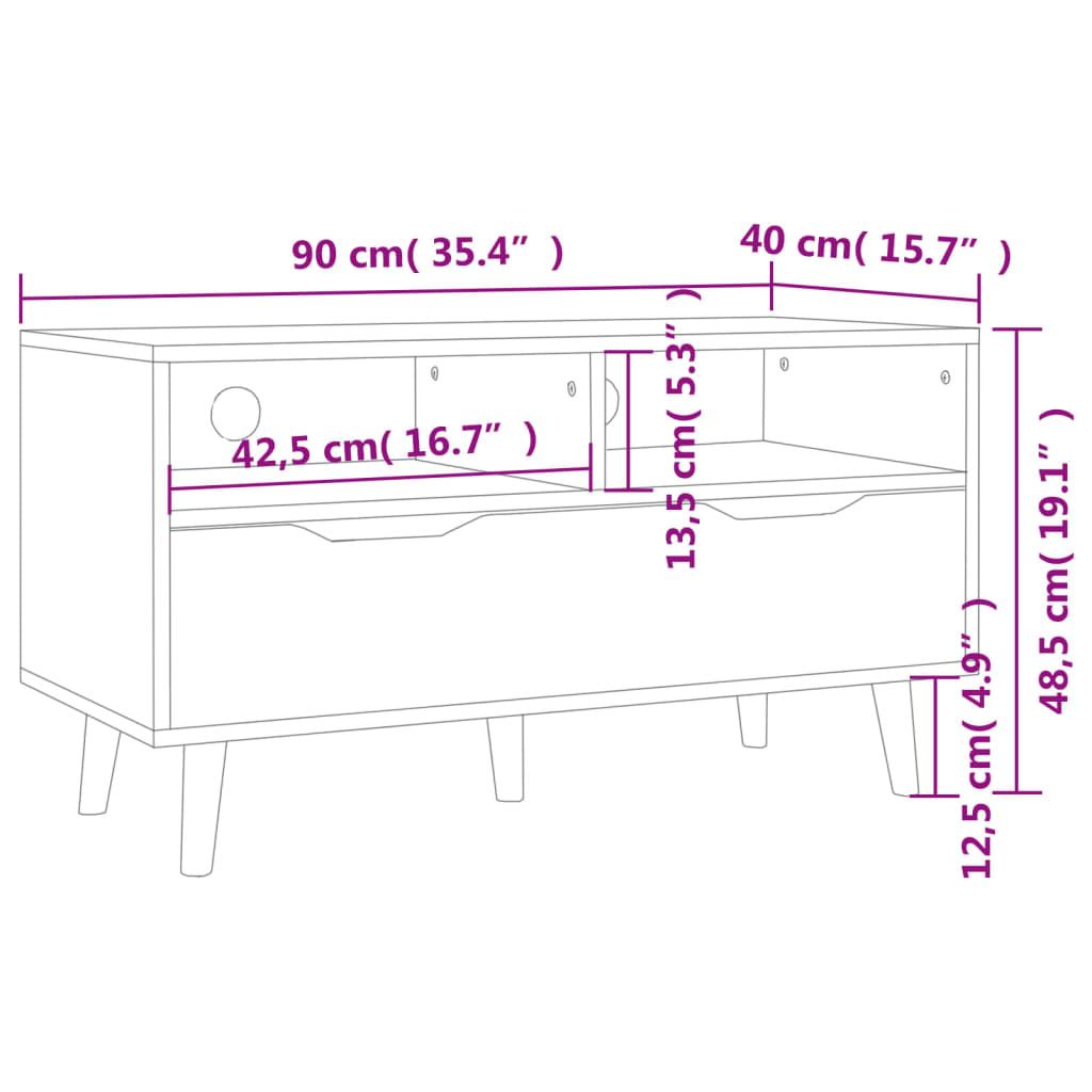 Tv Stand 35.4&quot;X15.7&quot;X19.1&quot; Engineered Wood