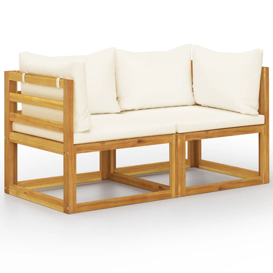 2-Seater Patio Bench With White Cushions