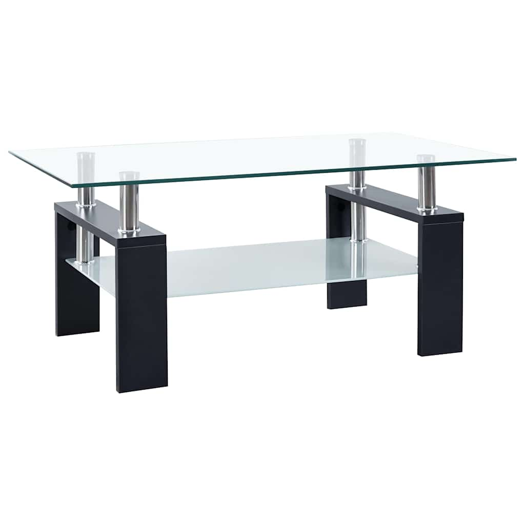 Coffee Table And Transparent 37.4&quot;X21.7&quot;X15.7&quot; Tempered Glass