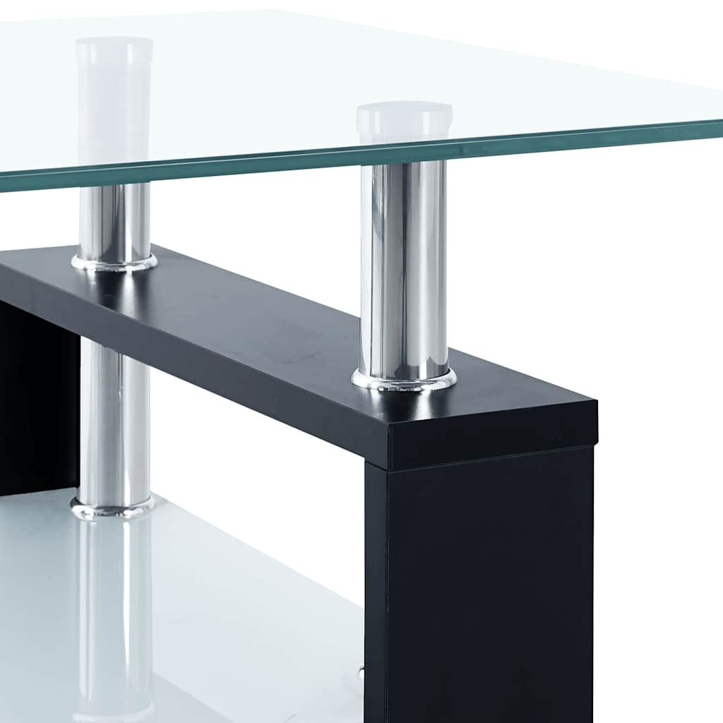 Coffee Table And Transparent 37.4&quot;X21.7&quot;X15.7&quot; Tempered Glass