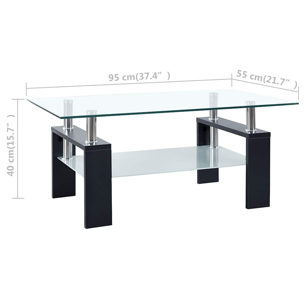 Coffee Table And Transparent 37.4&quot;X21.7&quot;X15.7&quot; Tempered Glass