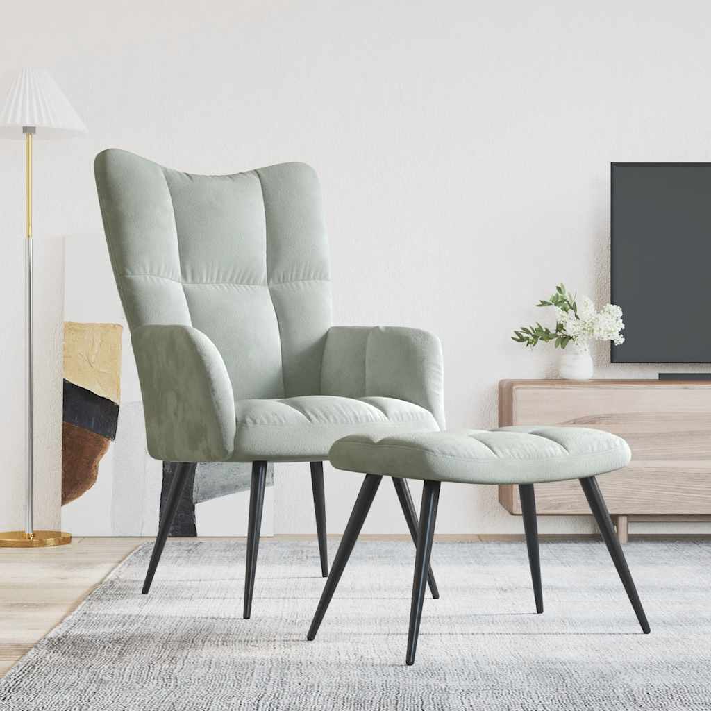 Relaxing Chair With A Stool Velvet