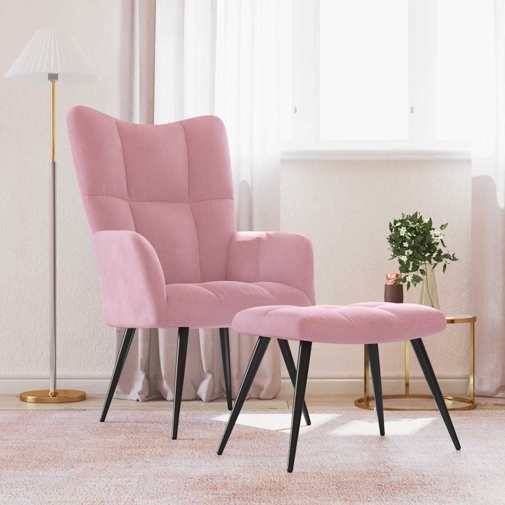 Relaxing Chair With A Stool Velvet