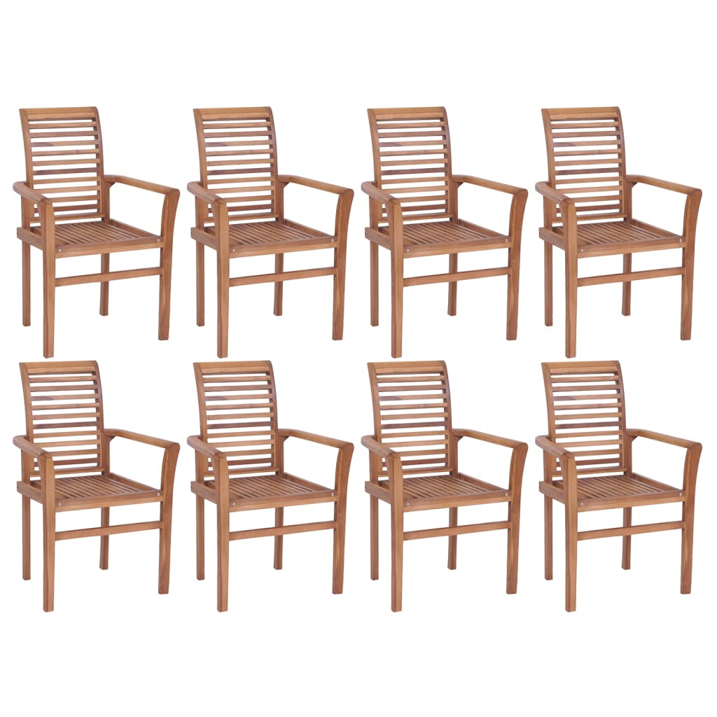 Stacking Dining Chairs 6 Pcs Solid Teak Wood