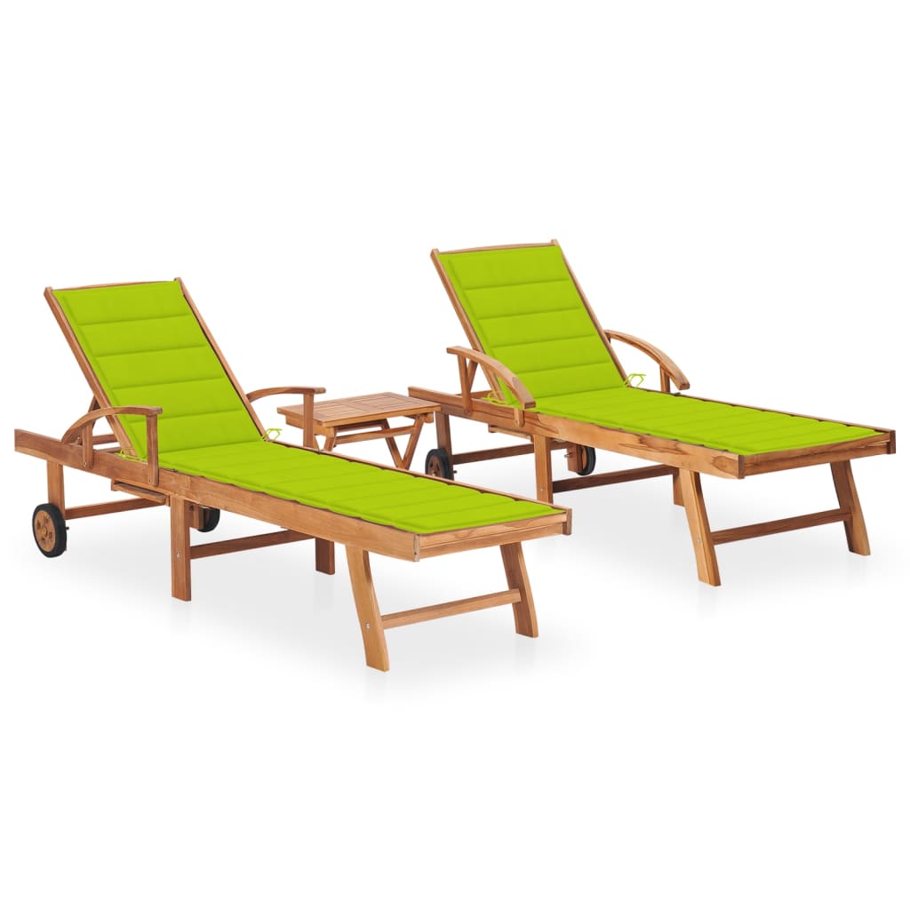 Sun Lounger With Cushion Solid Teak Wood