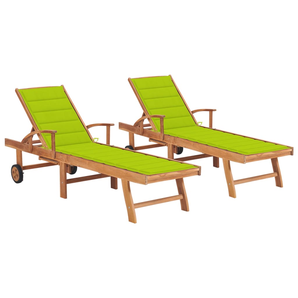 Sun Lounger With Cushion Solid Teak Wood