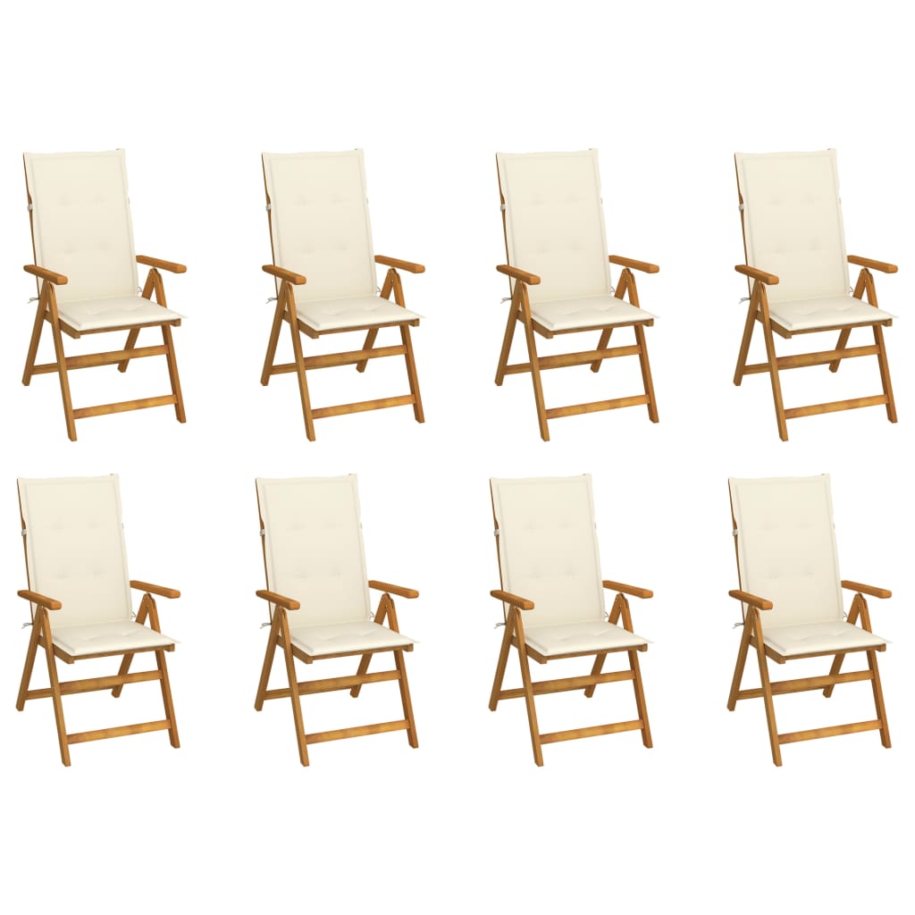 Folding Patio Chairs 3 Pcs With Cushions Solid Acacia Wood