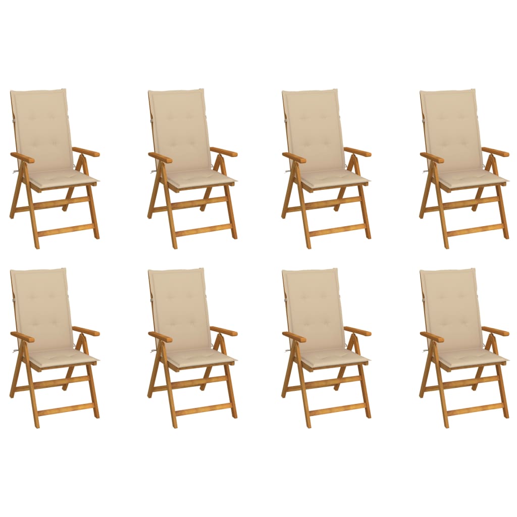 Folding Patio Chairs 3 Pcs With Cushions Solid Acacia Wood