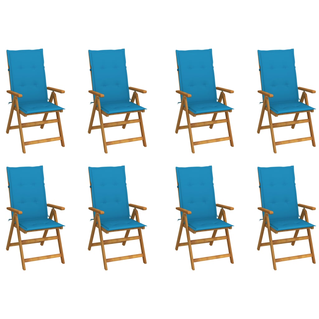 Folding Patio Chairs 3 Pcs With Cushions Solid Acacia Wood