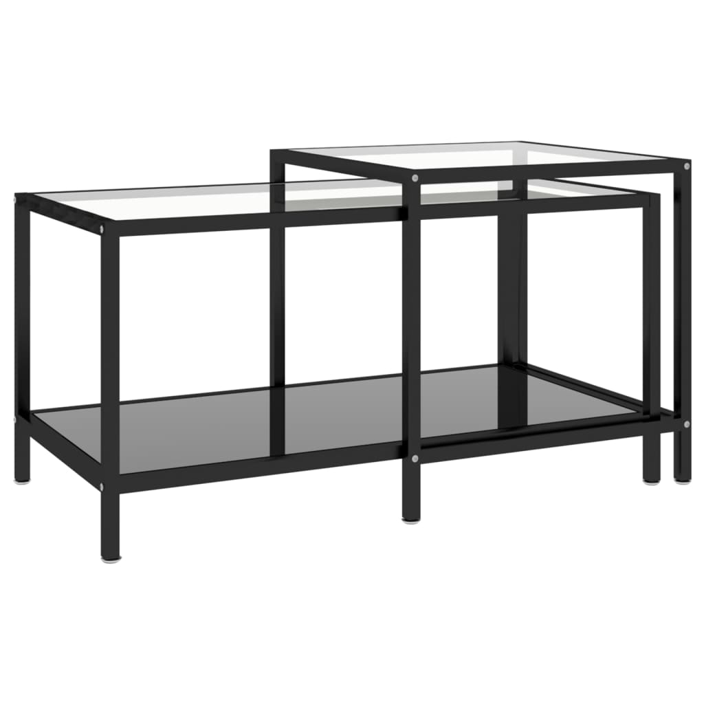 Tea Tables 2 Pcs Tempered Glass Black