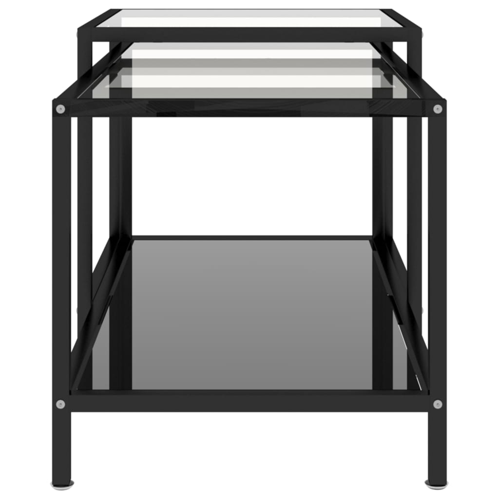 Tea Tables 2 Pcs Tempered Glass Black