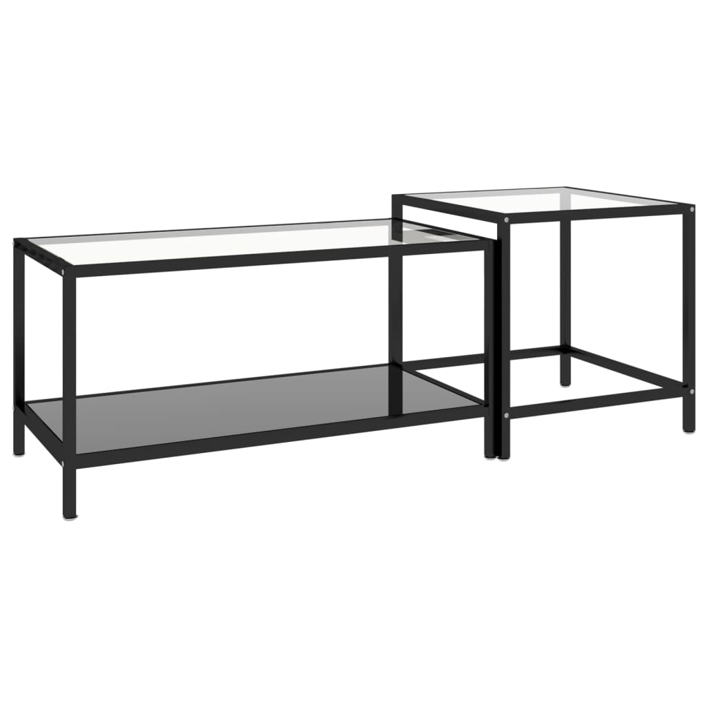 Tea Tables 2 Pcs Tempered Glass Black