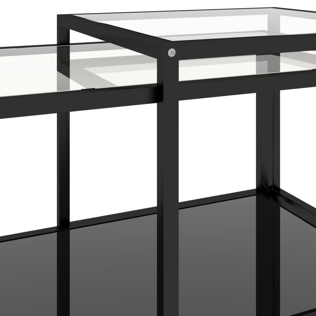 Tea Tables 2 Pcs Tempered Glass Black