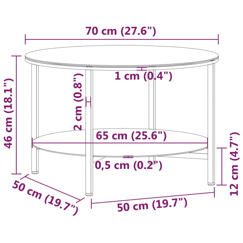 Tea Table Black And 27.6&quot; Tempered Glass