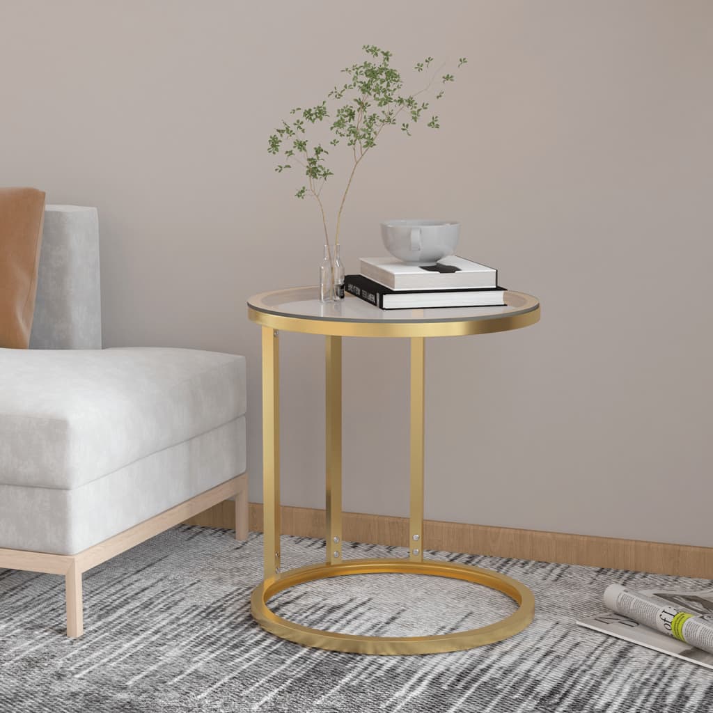 Side Table 17.7&quot; Tempered Glass