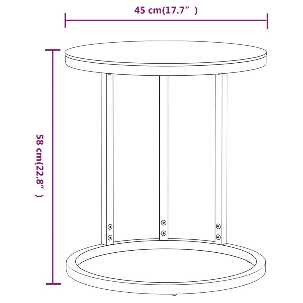 Side Table 17.7&quot; Tempered Glass