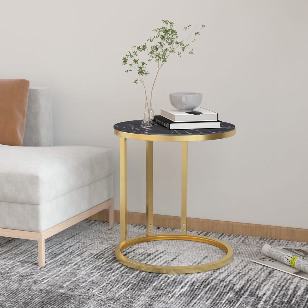 Side Table 17.7&quot; Tempered Glass