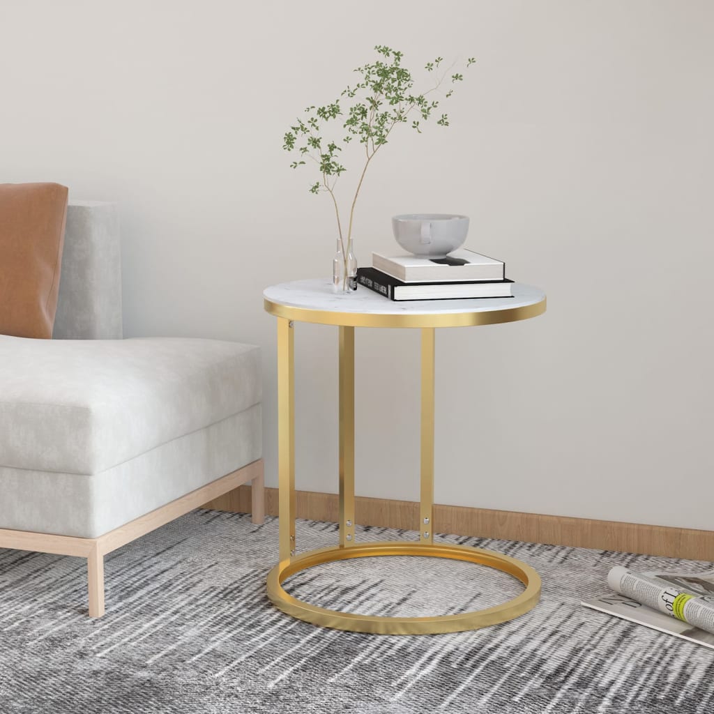 Side Table 17.7&quot; Tempered Glass