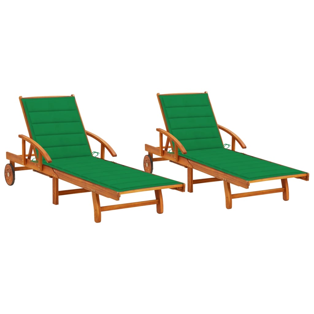 Patio Sun Lounger With Table And Cushion Solid Wood Acacia