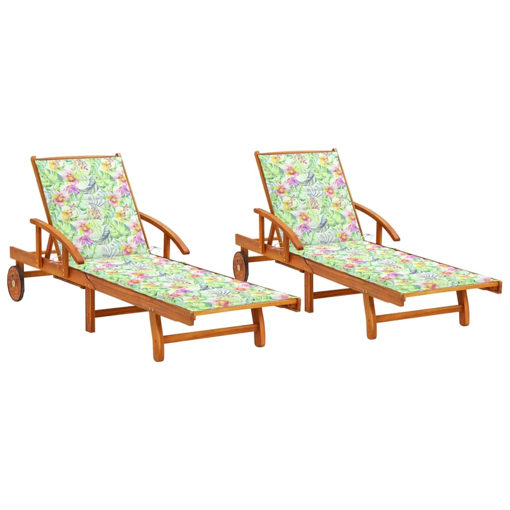 Patio Sun Lounger With Table And Cushion Solid Wood Acacia